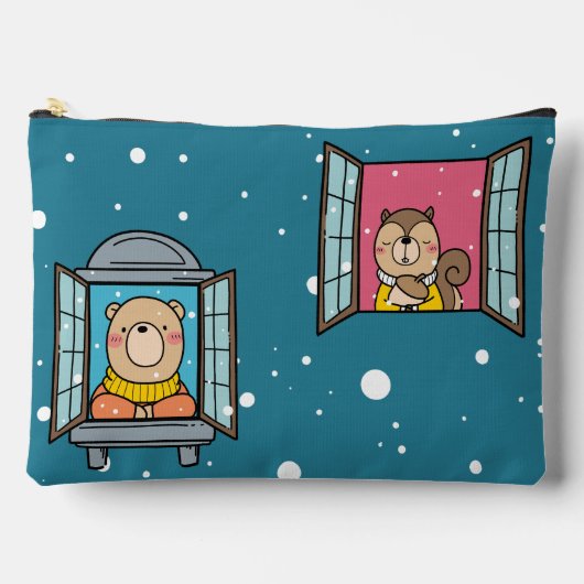 Bären und Eichhörnchen am Fenster Zubehörtasche (Vorderseite)
