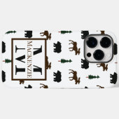 Bären und Elch Monogram Naturkabine Rustikal Case-Mate iPhone Hülle (Rückseite (Horizontal))