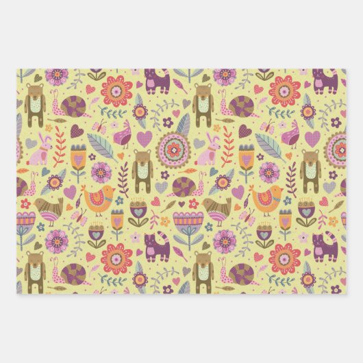 Bären und Freunde Packpapier Geschenkpapier Set (Vorderseite 2)