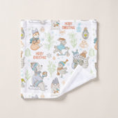 Bären und Freunde Weihnachtsmuster Badhandtuch Set (Waschlappen)