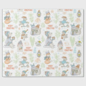 Bären und Freunde Weihnachtsmuster Geschenkpapier (Flach)