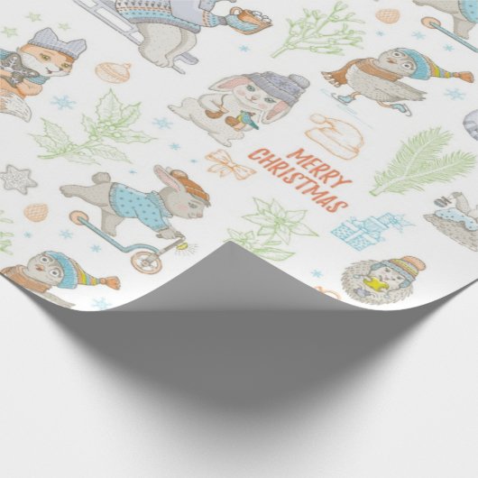 Bären und Freunde Weihnachtsmuster Geschenkpapier (Ecke)