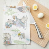 Bären und Freunde Weihnachtsmuster Geschirrtuch (Viertel Falte)