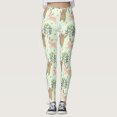 Bären und Hirsche im Waldmuster Leggings (Vorderseite)