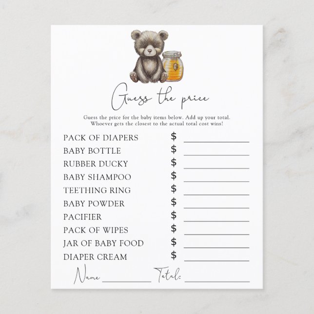 Bären und Honig - Preisguess-Spiel (Vorderseite)