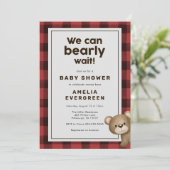 Bären und Lumberjack Flannel Babydusche Einladung (Stehend Vorderseite)