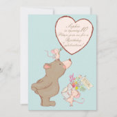 Bären- und Maus-Kinder zum Geburtstag Einladung (Vorderseite)