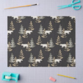Bären und Tannen auf schwarzem Hintergrund Seidenpapier (Basteln)