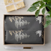 Bären und Tannen auf schwarzem Hintergrund Seidenpapier (Geschenk)