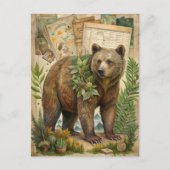 Bären Vintage Rustikale Wälder Natur Wildtiere Postkarte (Vorderseite)