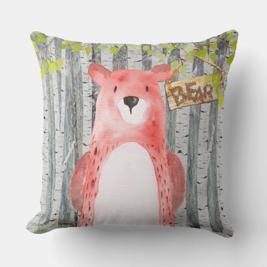 Bären- Waldfreunde - Aquarellbilder Kissen (Vorderseite)