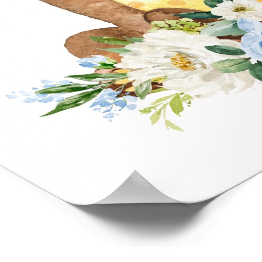 Bären, Waldtiere, Boho, Blume Poster (Ecke)