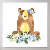 Bären, Waldtiere, Boho, Blume Poster (Vorne)