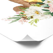 Bären, Waldtiere, Boho, rosa Blume Fotodruck (Ecke)