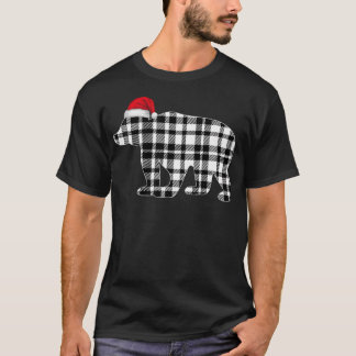 Bären Weihnachts-Shirt Schwarz-Weiß Buffalo Karier T-Shirt