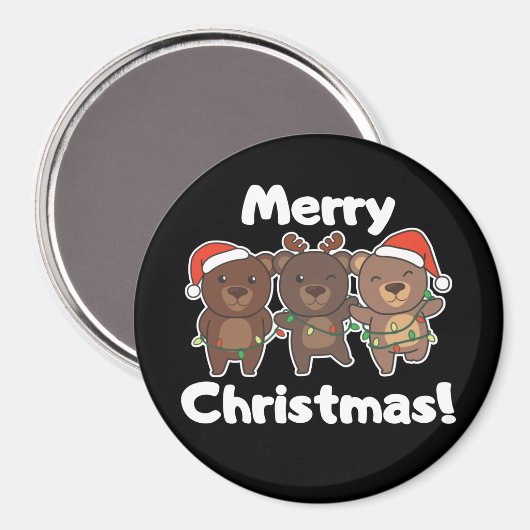 Bären Weihnachtstiere Bears Frohe Weihnachtszeit M Magnet (Vorderseite/Rückseite)