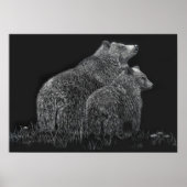 Bären Wildtiere Natur Zeichnend Schwarz-weiß Poster (Vorne)