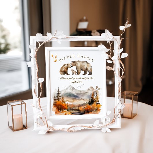 Bärenabenteuer Fall Mountain Windeln Babydusche Poster