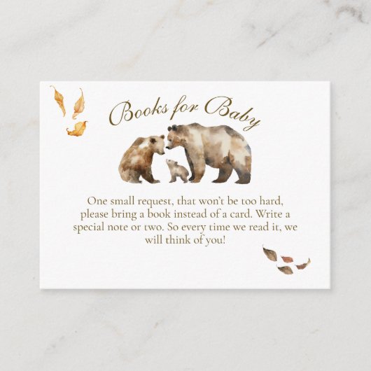 Bärenabenteuer Fall Neutrale Babydusche Begleitkarte (Vorderseite)