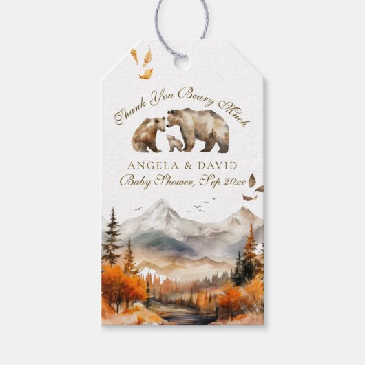 Bärenabenteuer Fall Neutrale Babydusche Geschenkanhänger (Vorderseite)