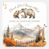 Bärenabenteuer Fall Neutrale Babydusche Quadratischer Aufkleber (Vorderseite)