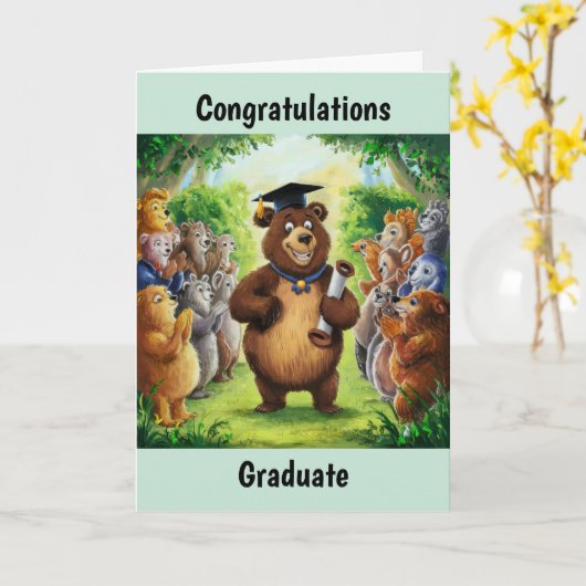 BärenAbschluss Personalisiert Karte (Gelbe Blume)