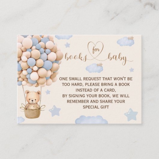 Bärenballon Babyduschbücher für Babykarten Begleitkarte (Vorderseite)