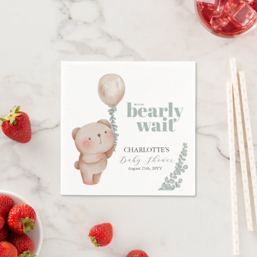 Bärenballon Bearly Wait Neutral Dusche Napkins Serviette (Beispiel)
