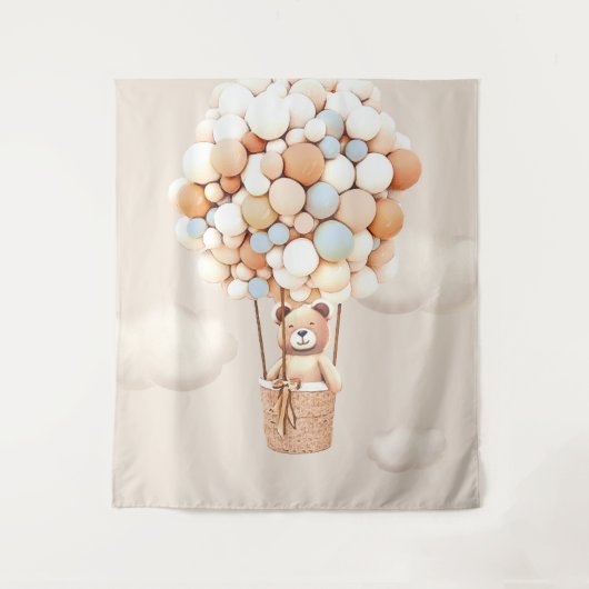 Bärenballons Blue Virtual Dusche Hintergrund Wandteppich (Vorderseite)