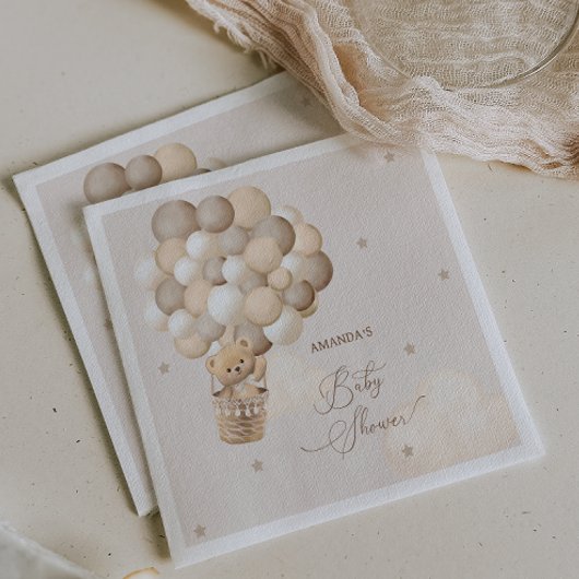 Bärenballons Braun-Neutral-Babydusche Serviette