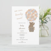 Bärenballons Geschlechtsneutrale Babydusche Einladung (Stehend Vorderseite)
