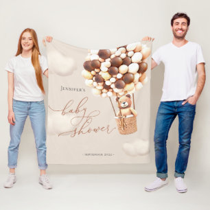 Bärenballons - Neutral-Virtual-Shower-Hintergrund- Fleecedecke