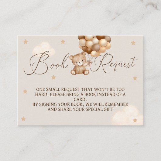 Bärenballons Neutrale Babyduschbücher für Baby Begleitkarte (Vorderseite)