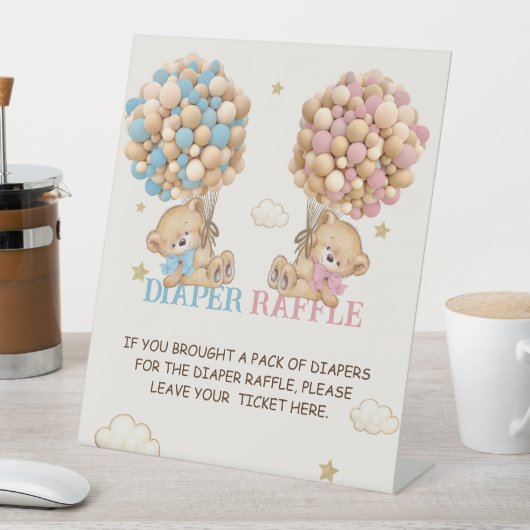 Bärenballons warten Windeln ab Sockelschild (In Situ)