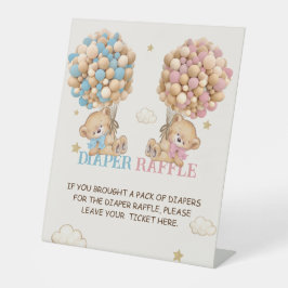 Bärenballons warten Windeln ab Sockelschild