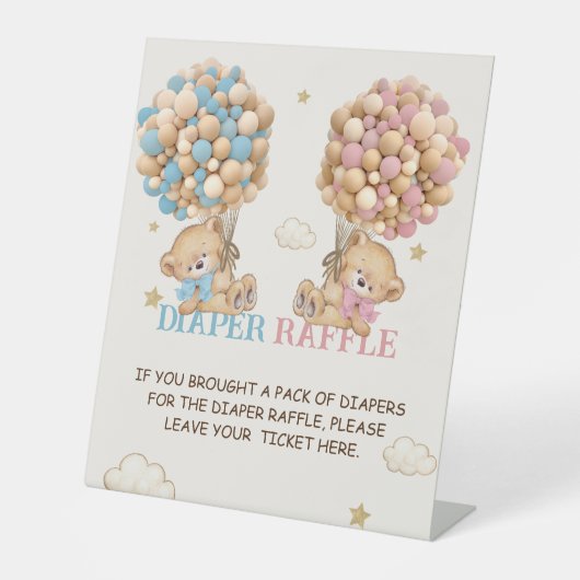 Bärenballons warten Windeln ab Sockelschild (Vorderseite)