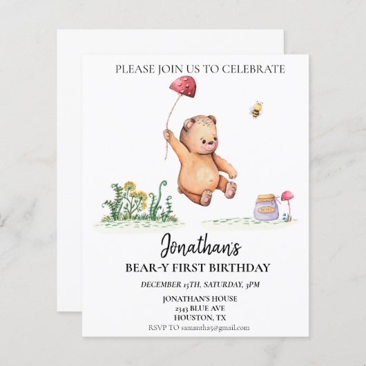 Bärenbär 1. Geburtstag Niedlicher Wasserbär (Vorne/Hinten)