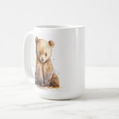 Bärenbär, Aquarellbraun, sitzender Niedlicher Bäre Kaffeetasse (Vorderseite Links)