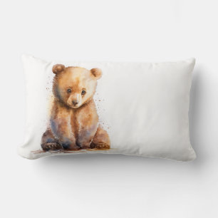 Bärenbär, Aquarellbraun, sitzender Niedlicher Bäre Lendenkissen