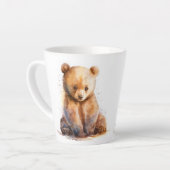 Bärenbär, Aquarellbraun, sitzender Niedlicher Bäre Milchtasse (Linke Ecke)