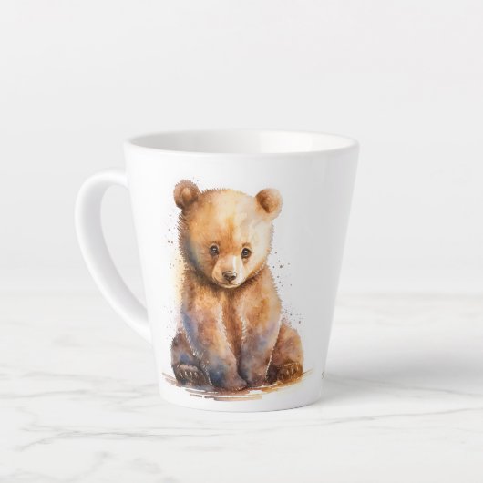 Bärenbär, Aquarellbraun, sitzender Niedlicher Bäre Milchtasse (Linke Ecke)