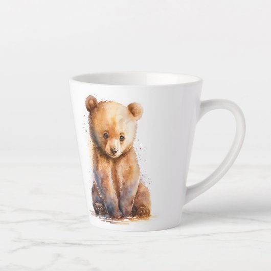 Bärenbär, Aquarellbraun, sitzender Niedlicher Bäre Milchtasse (Rechts)