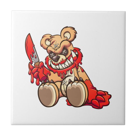 Bärenbär, blutbedeckt und mit einem Strick Fliese (Vorderseite)