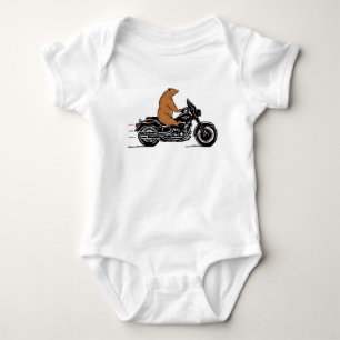 Bärenbär, der mit einem Motorrad fährt Baby Strampler