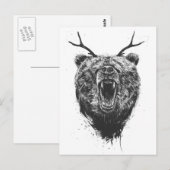 Bärenbär mit Geweih Postkarte (Vorne/Hinten)