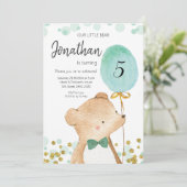 Bärenbär und Ballon Geburtstagseinladung Einladung (Stehend Vorderseite)