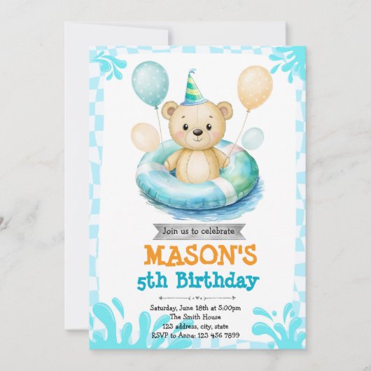 Bärenbecken-Party Einladung (Vorderseite)