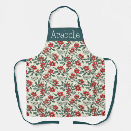 Bärenbeere und cremefarbene Schürze mit grünen Blä