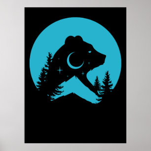 Bärenberg Night Forest Silhouette Poster