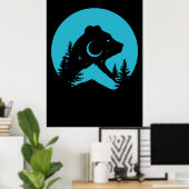 Bärenberg Night Forest Silhouette Poster (Heimbüro)